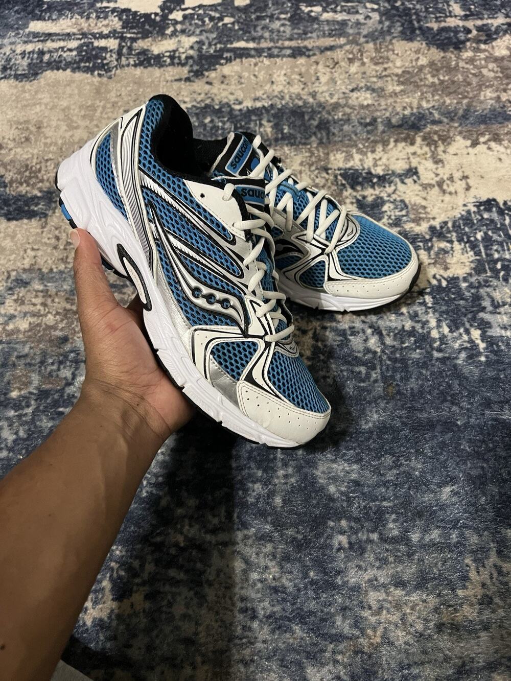 Size 10-Saucony Grid Ride Millennium White/Diva Blue S70812-27 Low Top Sneaker